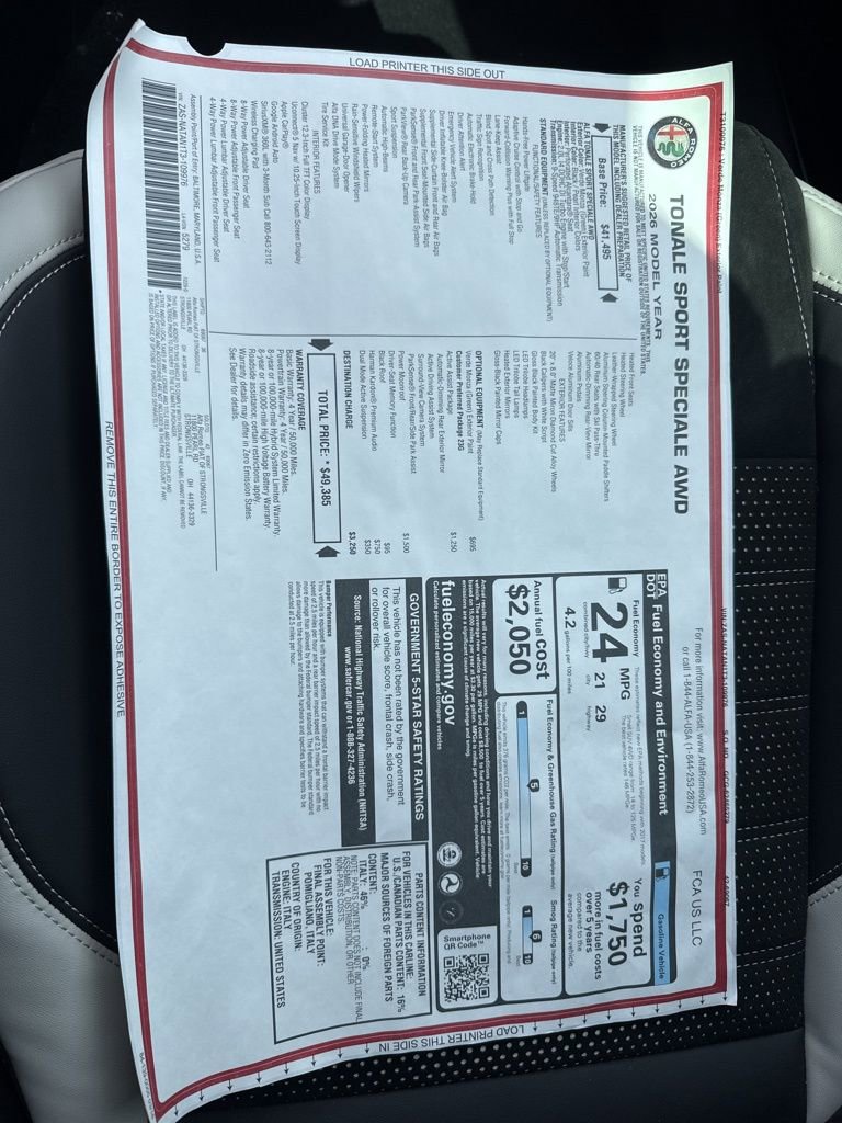 New 2026 Alfa Romeo Tonale w/ Active Assist Package AWD/4WD image 22