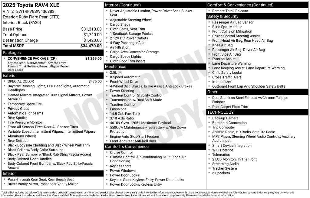Used 2025 Toyota RAV4 XLE w/ Convenience Package FWD image 36