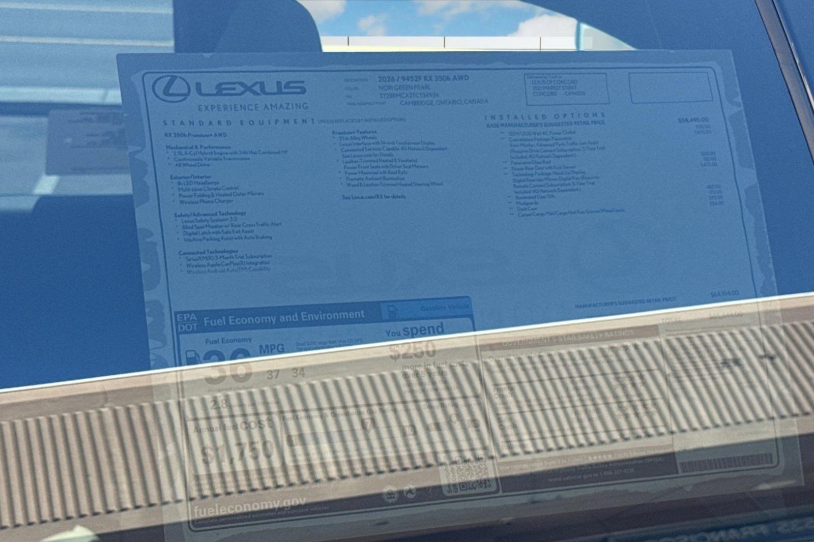 New 2026 Lexus RX 350h AWD/4WD image 30