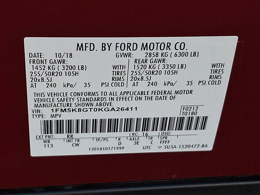 Certified 2019 Ford Explorer Sport w/ Equipment Group 401A AWD/4WD image 28