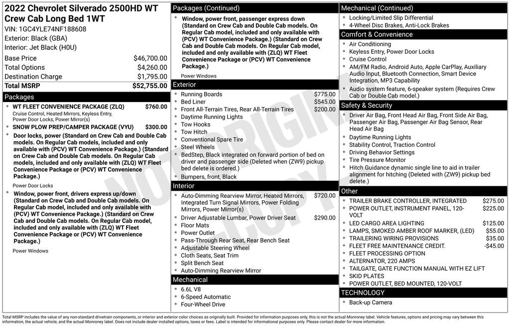 Used 2022 Chevrolet Silverado 2500 W/T w/ WT Fleet Convenience Package AWD/4WD image 9