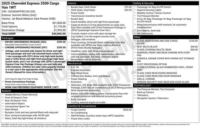Used 2025 Chevrolet Express 2500 w/ Driver Convenience Package RWD image 34