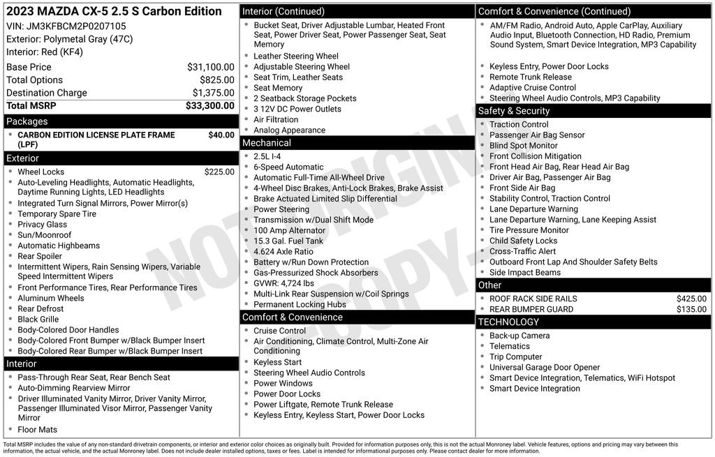Certified 2023 MAZDA CX-5 Carbon Edition AWD/4WD image 2