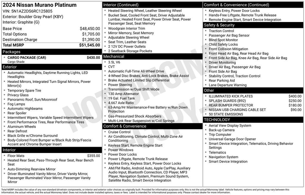 Certified 2024 Nissan Murano Platinum w/ Cargo Package image 7