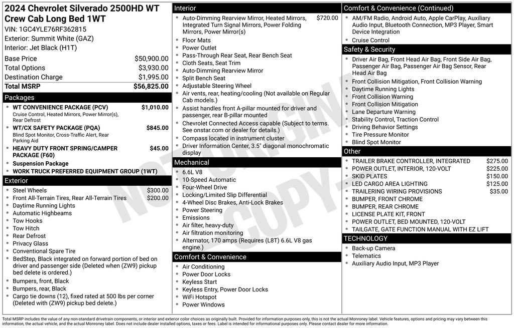 Used 2024 Chevrolet Silverado 2500 W/T w/ WT Convenience Package AWD/4WD image 32