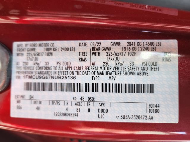 Certified 2022 Ford Escape SE w/ Convenience Package image 25