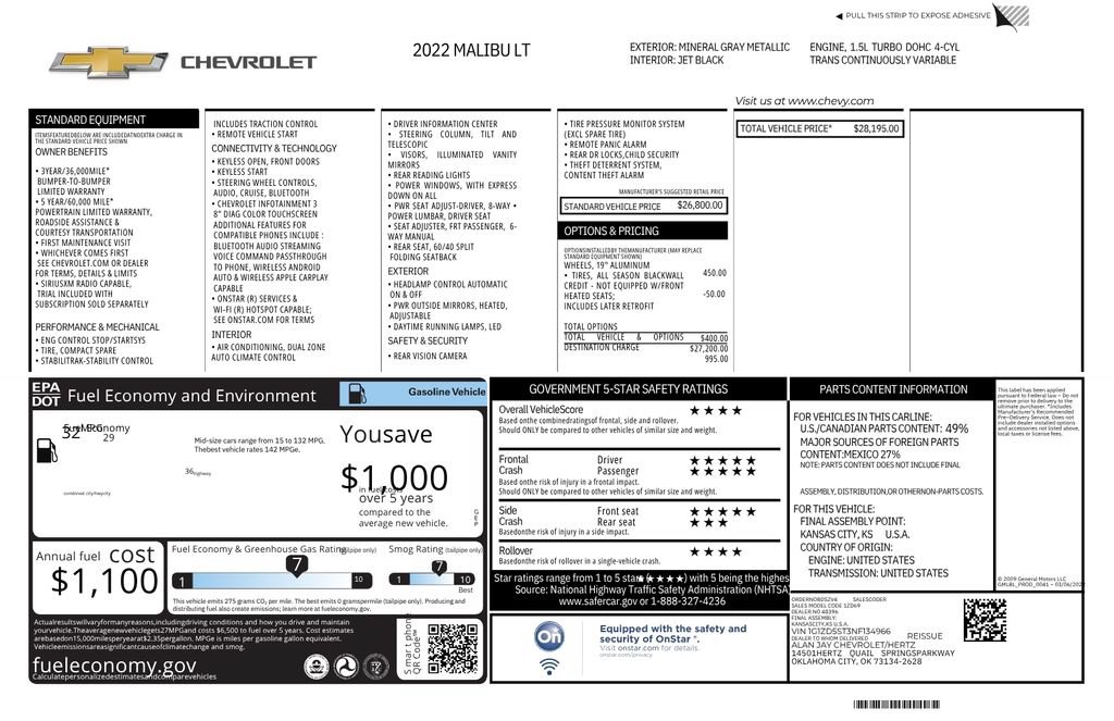 Used 2022 Chevrolet Malibu LT FWD image 12
