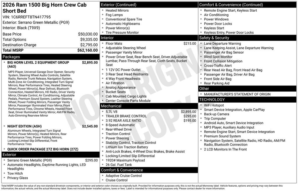 New 2026 RAM 1500 Big Horn RWD image 5
