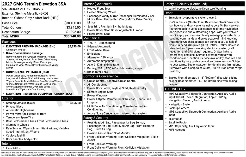 New 2027 GMC Terrain Elevation w/ Elevation Premium Package FWD image 5