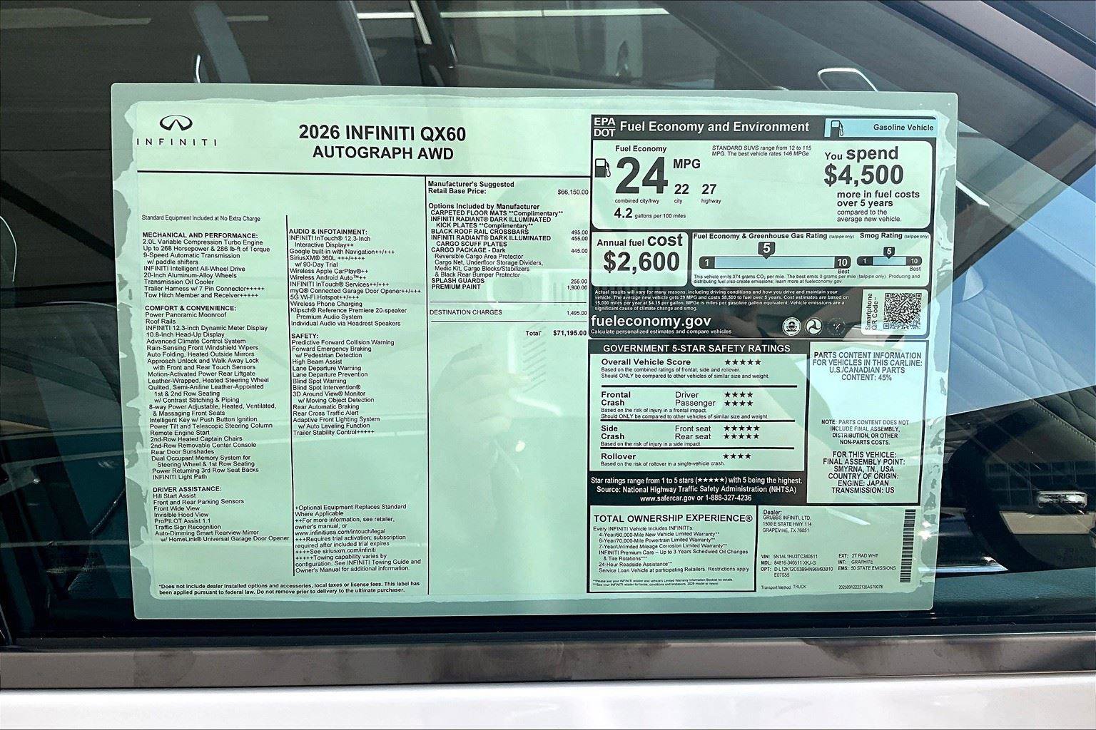 New 2026 INFINITI QX60 Autograph w/ Dark Cargo Package image 27