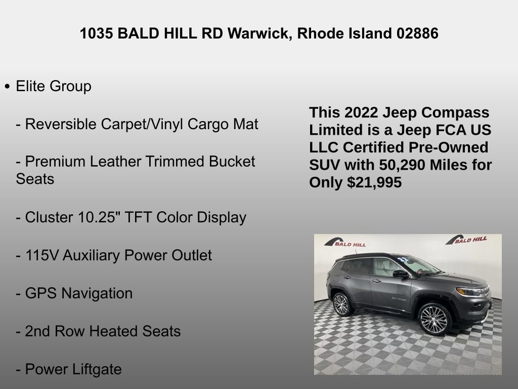 Certified 2022 Jeep Compass Limited w/ Elite Group image 7