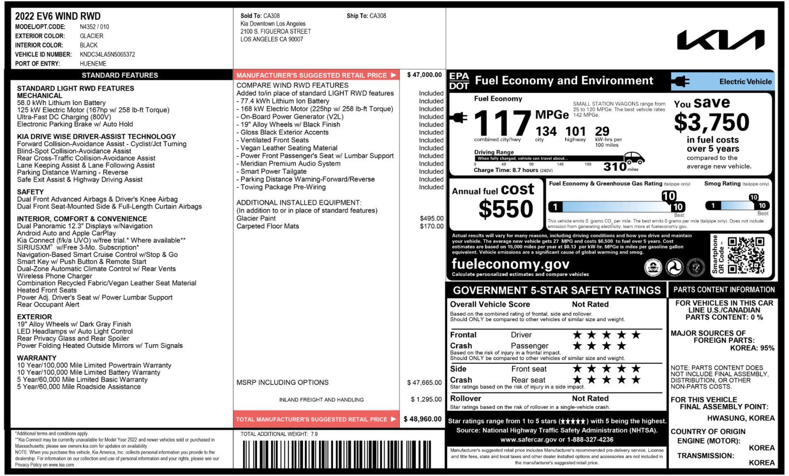 Used 2022 Kia EV6 Wind image 54