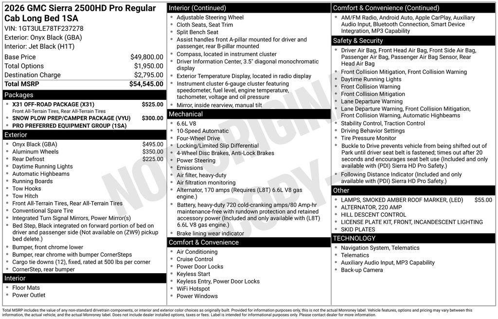 New 2026 GMC Sierra 2500 Pro w/ X31 Off-Road Package AWD/4WD image 4