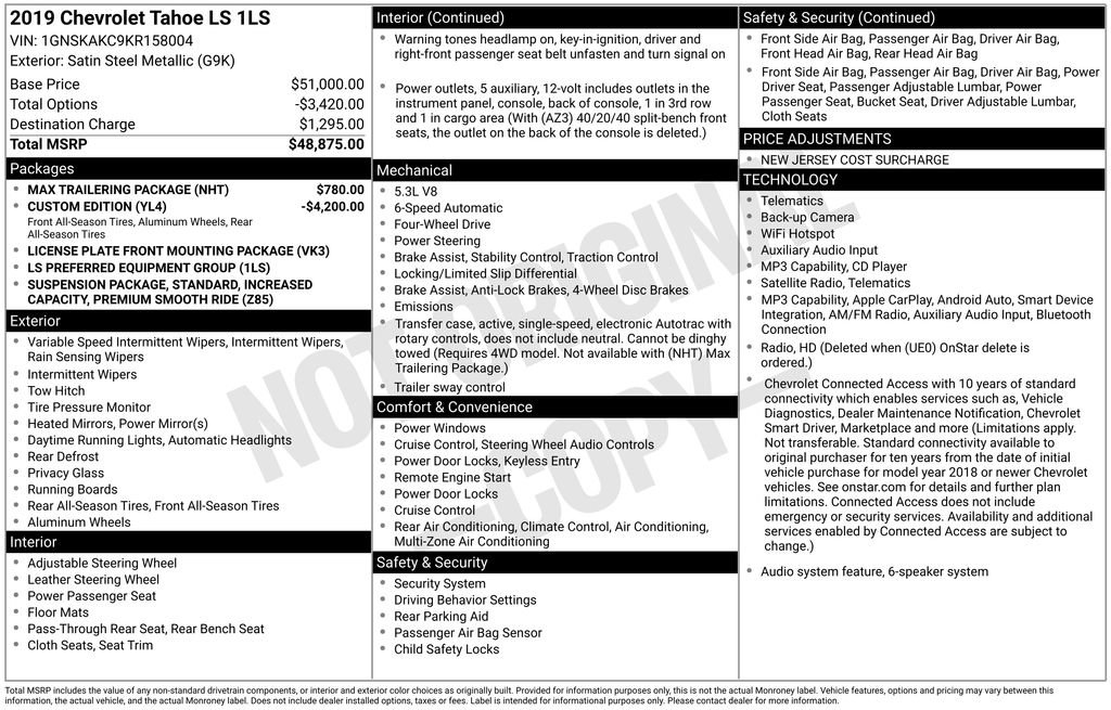 Used 2019 Chevrolet Tahoe LS w/ Max Trailering Package image 12