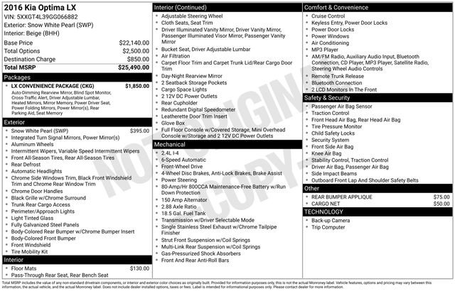 Used 2016 Kia Optima LX w/ LX Convenience Package image 11