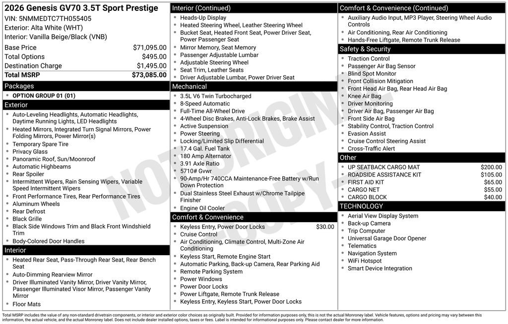 New 2026 Genesis GV70 3.5T Sport Prestige image 4