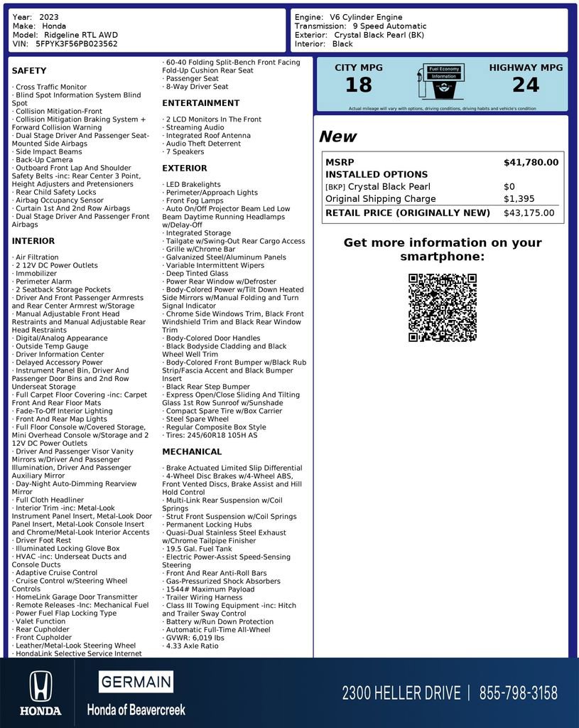 Used 2023 Honda Ridgeline RTL image 31