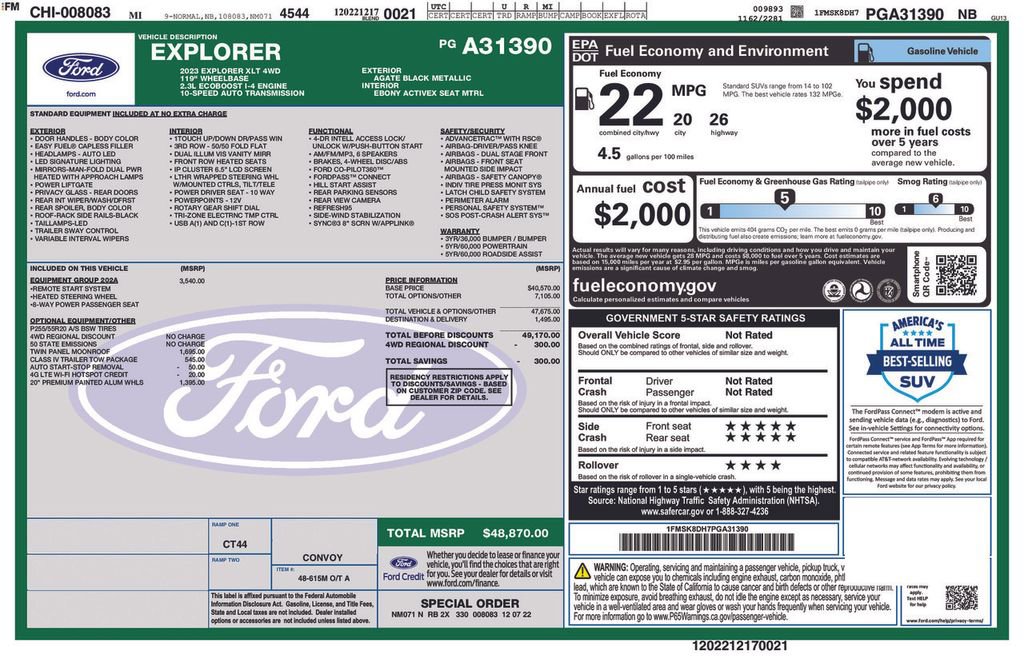 Certified 2023 Ford Explorer XLT w/ Equipment Group 202A image 6