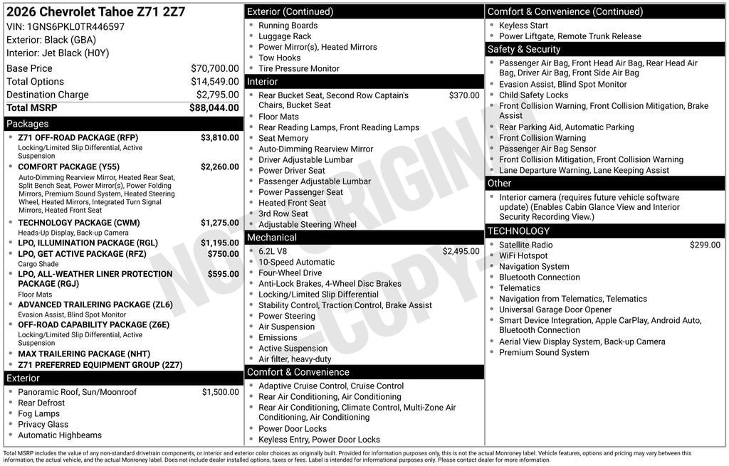 New 2026 Chevrolet Tahoe Z71 w/ Z71 Off-Road Package AWD/4WD image 11