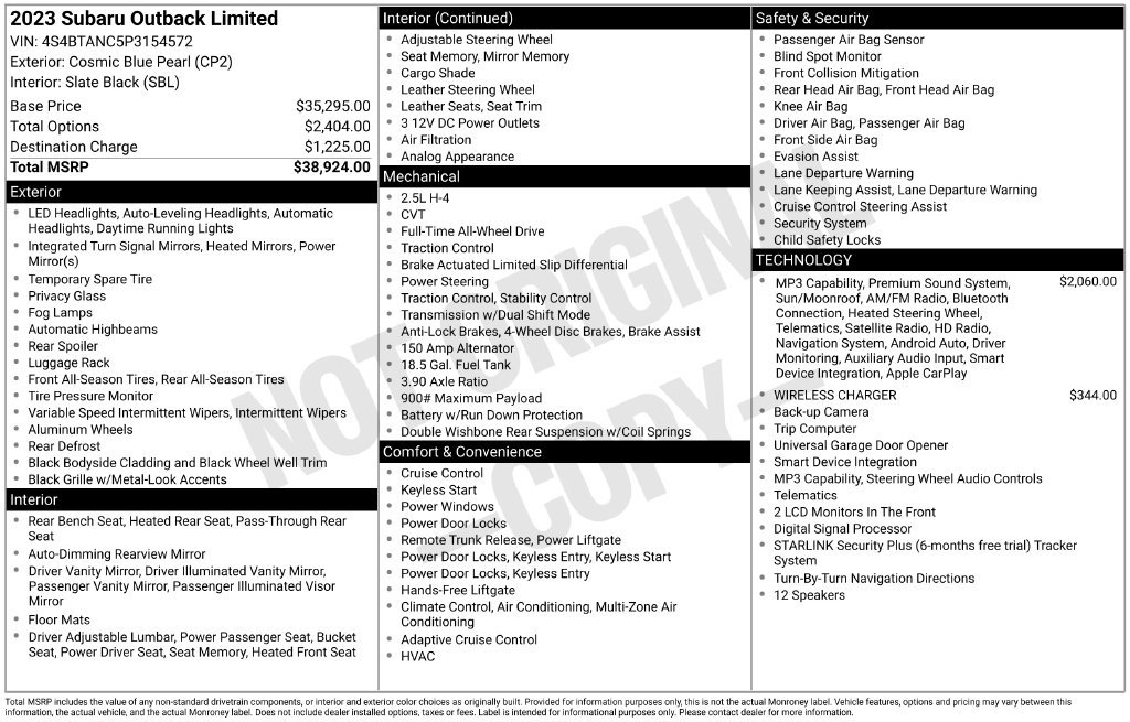 Certified 2023 Subaru Outback Limited AWD/4WD image 8