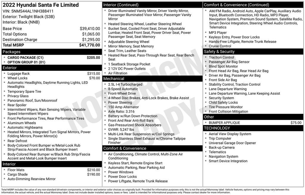 Used 2022 Hyundai Santa Fe Limited w/ Cargo Package image 6