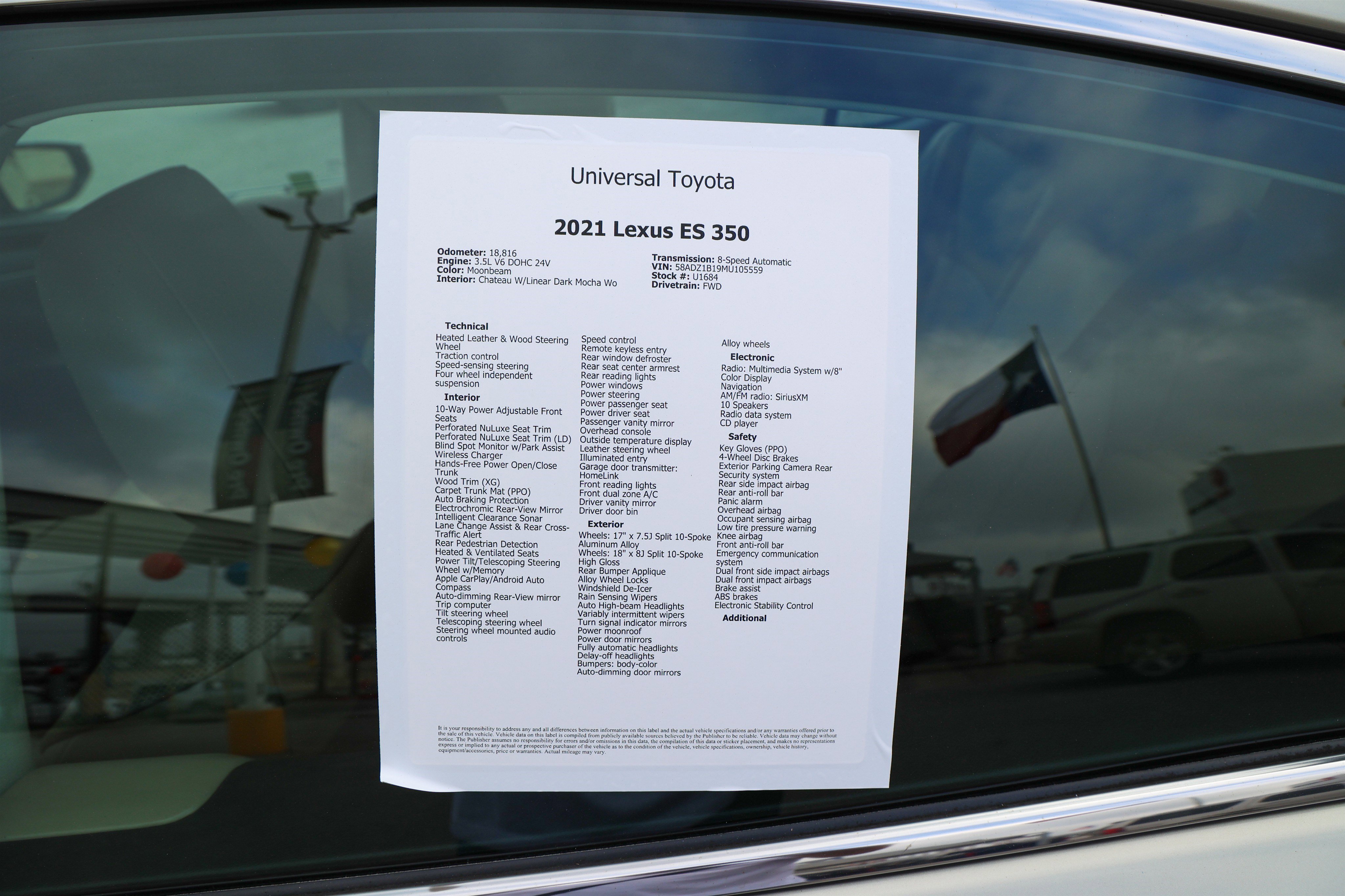 Used 2021 Lexus ES 350 w/ Premium Package image 46