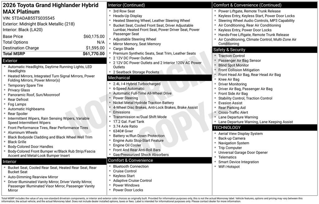 Used 2026 Toyota Grand Highlander AWD Hybrid image 43