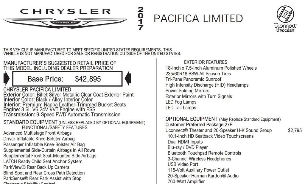 Used 2017 Chrysler Pacifica Limited FWD image 17