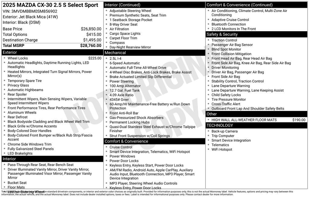 Used 2025 MAZDA CX-30 AWD 2.5 S w/ Select Sport Pkg image 39
