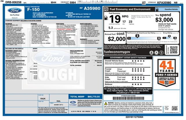 Used 2019 Ford F150 Platinum w/ Equipment Group 701A Luxury AWD/4WD image 2