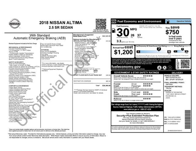 Used 2018 Nissan Altima 2.5 SR w/ SR Special Edition FWD image 9