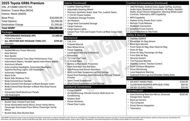 Used 2025 Toyota GR86 Premium w/ Performance Package RWD image 2