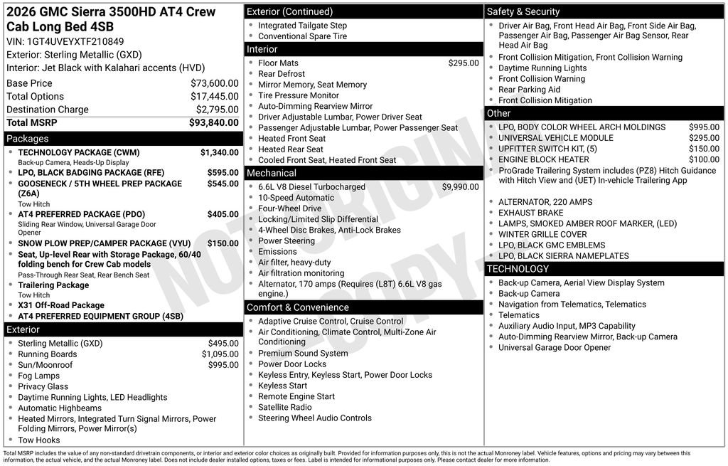New 2026 GMC Sierra 3500 AT4 w/ Technology Package image 3
