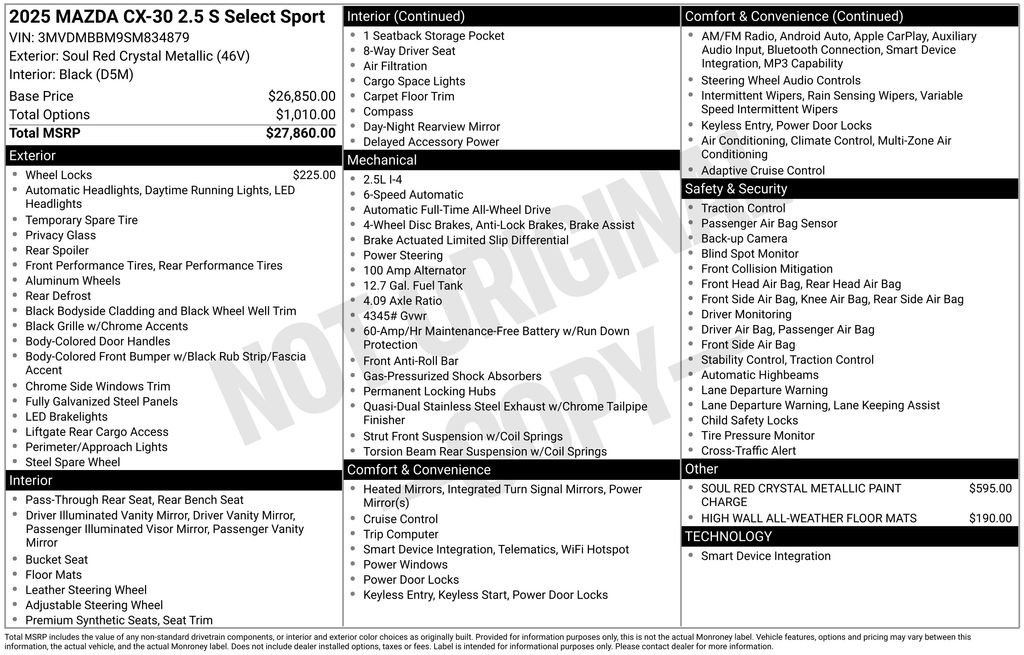 New 2025 MAZDA CX-30 AWD 2.5 S w/ Select Sport Pkg image 7