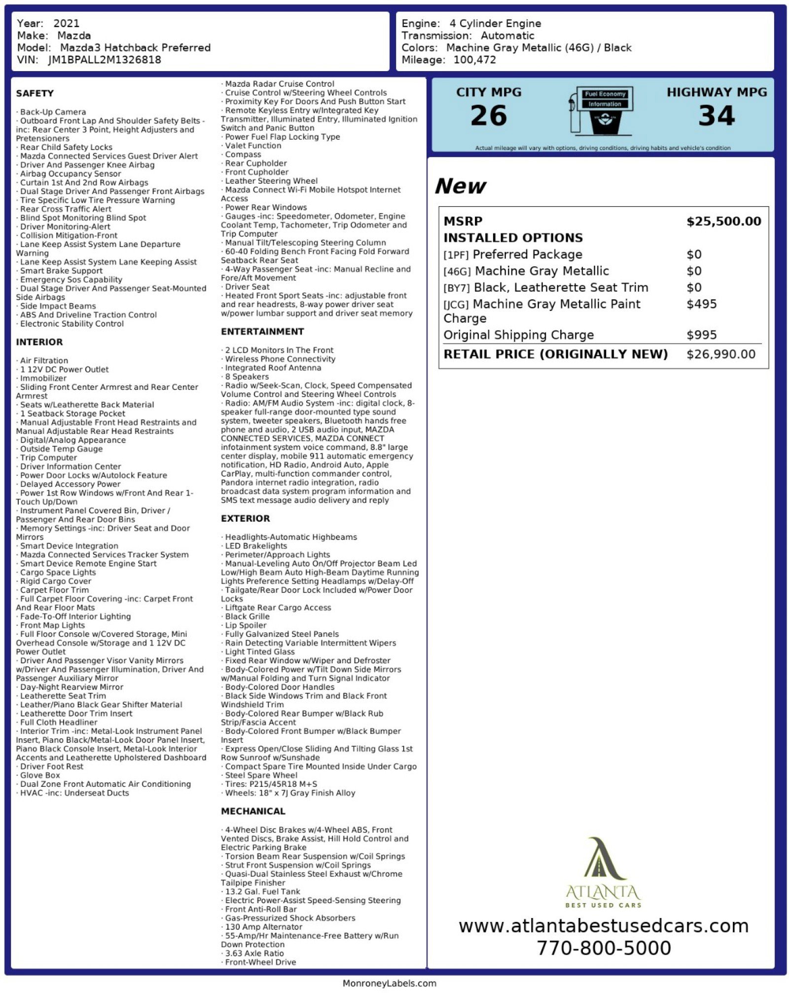 Used 2021 MAZDA MAZDA3 s image 51