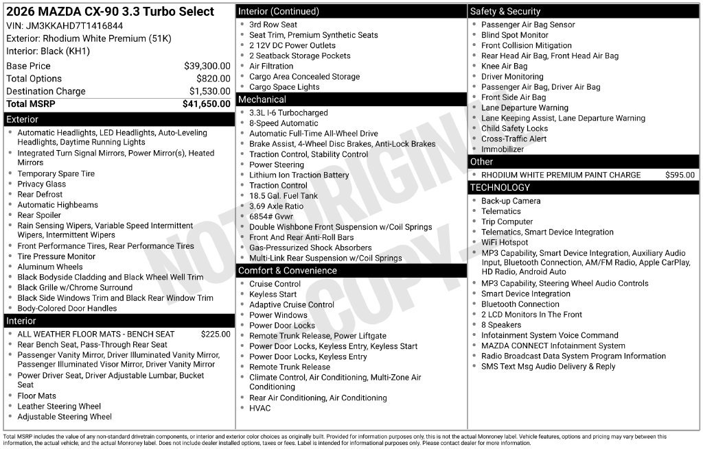 New 2026 MAZDA CX-90 3.3 Turbo w/ Select Package AWD/4WD image 10
