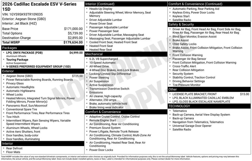 Used 2026 Cadillac Escalade ESV V w/ LPO, ONYX Package AWD/4WD image 53