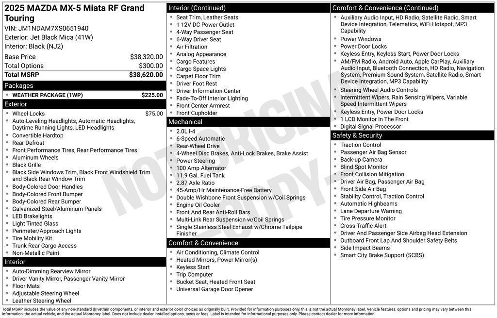 New 2025 MAZDA MX-5 Miata RF Grand Touring w/ Weather Package image 7