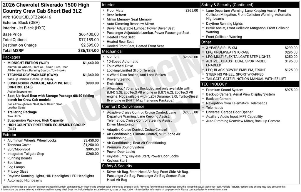 New 2026 Chevrolet Silverado 1500 High Country w/ Midnight Edition image 9