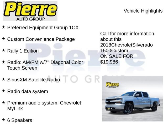 Used 2018 Chevrolet Silverado 1500 Custom w/ Rally 1 Edition RWD image 7