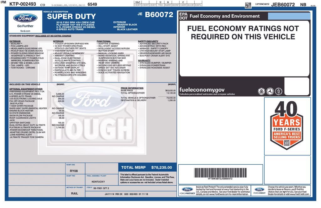 Used 2018 Ford F350 Platinum w/ Platinum Ultimate Package AWD/4WD image 27
