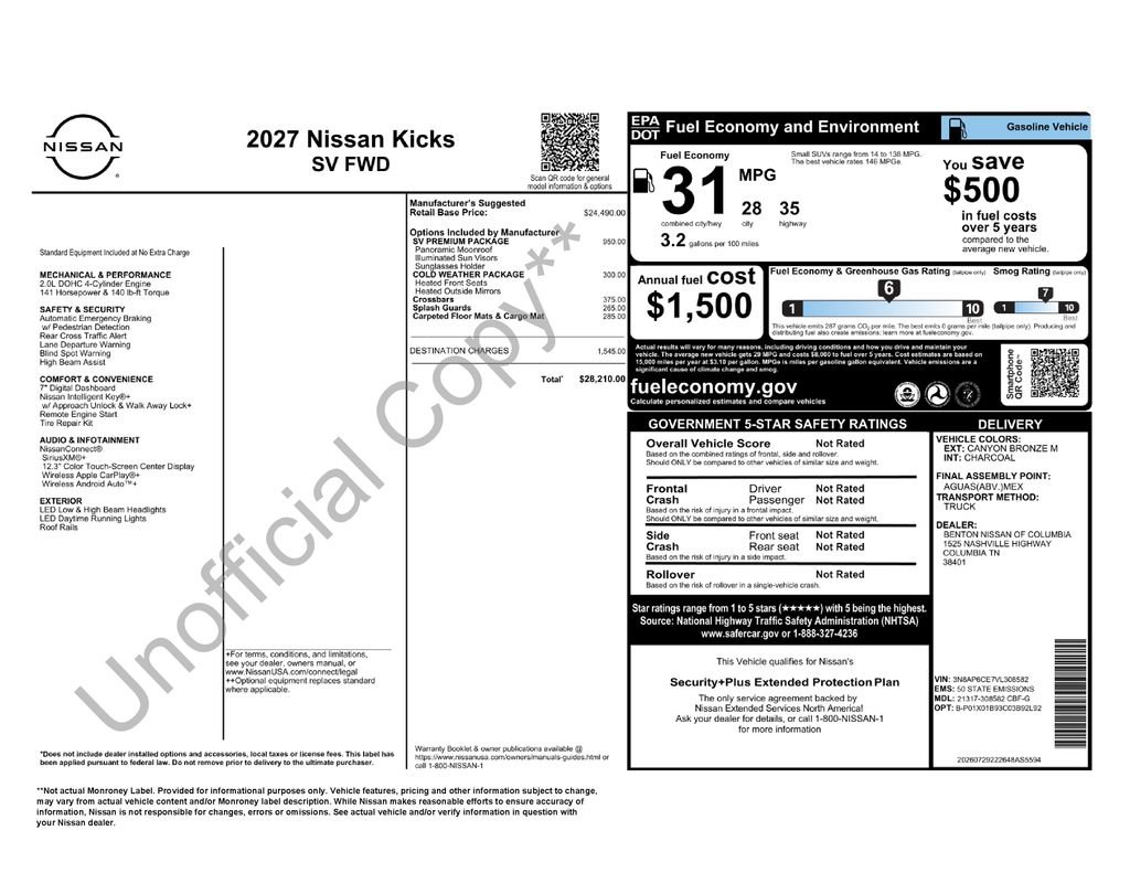 New 2027 Nissan Kicks SV w/ SV Premium Package FWD image 5