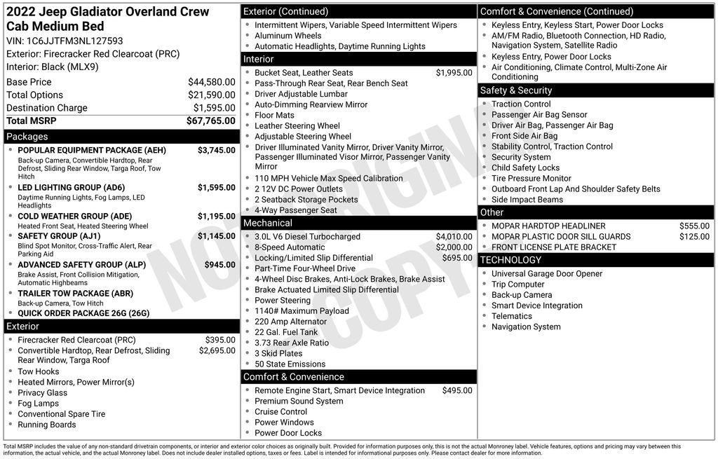 Used 2022 Jeep Gladiator Overland w/ Popular Equipment Package image 45