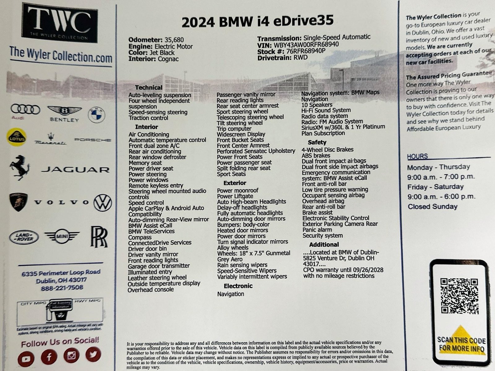 Used 2024 BMW i4 eDrive35 w/ Premium Package RWD image 48