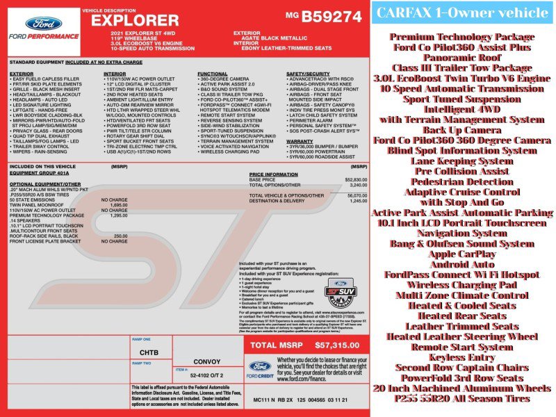 Used 2021 Ford Explorer ST w/ Equipment Group 401A image 2