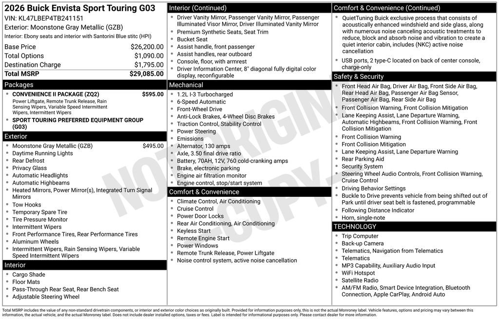 New 2026 Buick Envista Sport Touring w/ Convenience II Package FWD image 5