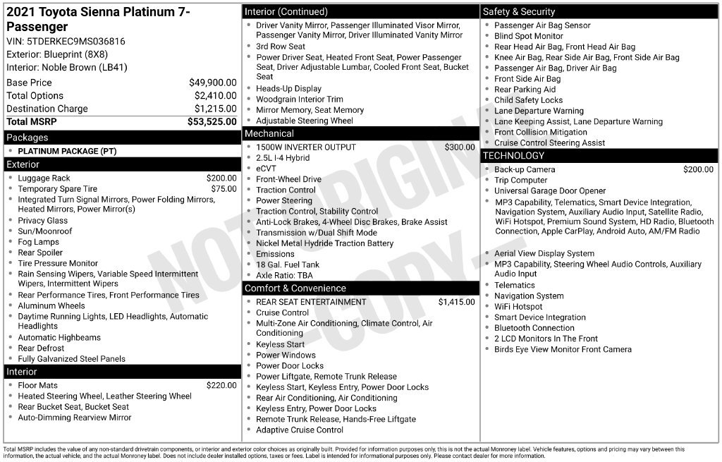 Used 2021 Toyota Sienna Platinum FWD image 33
