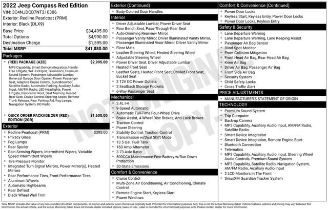 Used 2022 Jeep Compass Limited w/ (RED) Package image 25