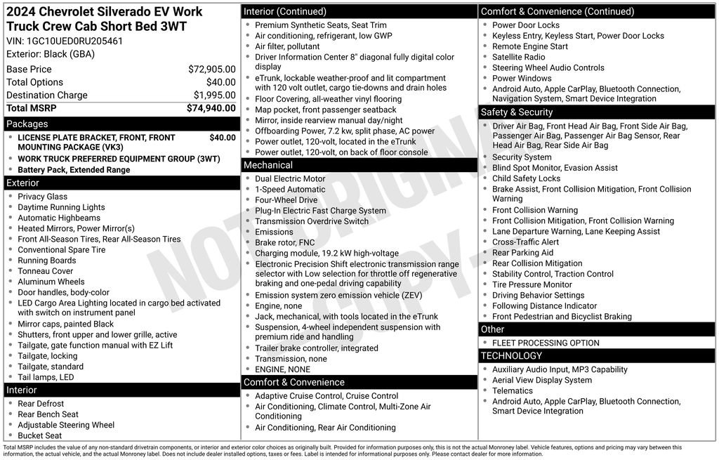Used 2024 Chevrolet Silverado EV W/T AWD/4WD image 1
