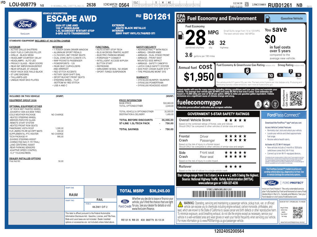 Used 2024 Ford Escape ST-Line w/ Tech Pack #1 AWD/4WD image 4